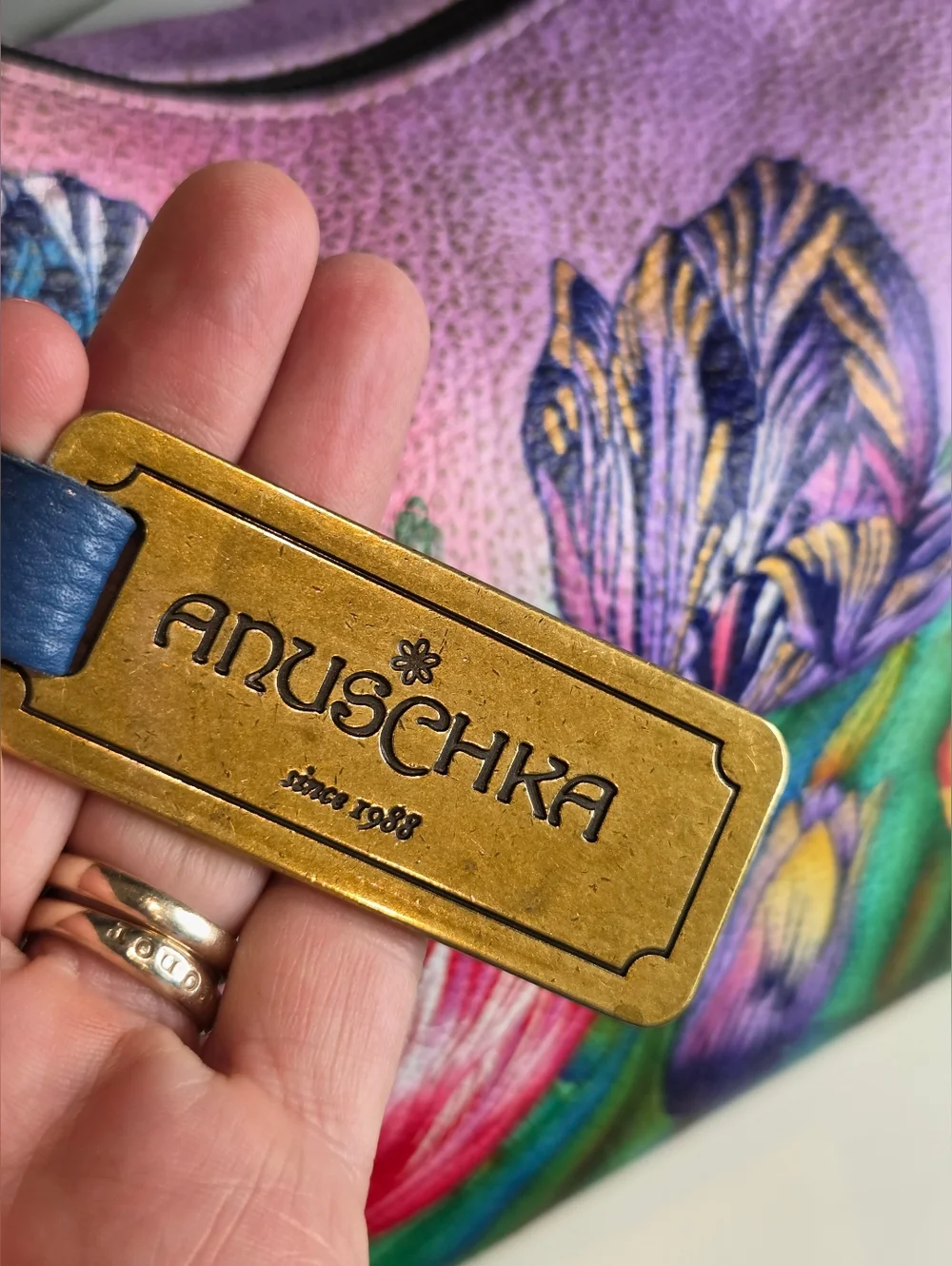 Anuschka Floral Hand Painted Leather Shoulder Bag - Picture 15 of 16